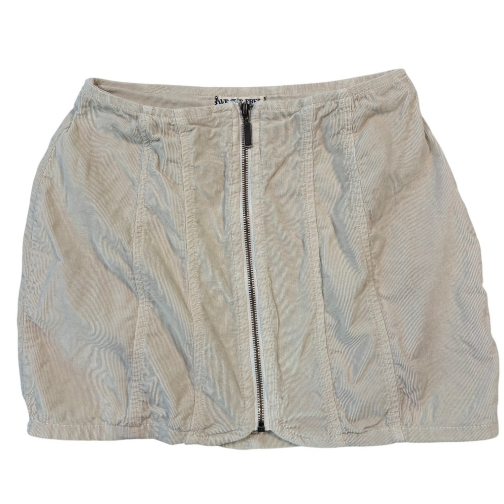We The Free People Tan Corduroy Zip Front Mini Skirt Beige Size 2